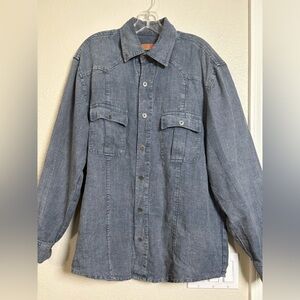 Dash Hemp Blue Organic 100% Hemp Zanyate Western Shirt Jacket. As Seen On,  L